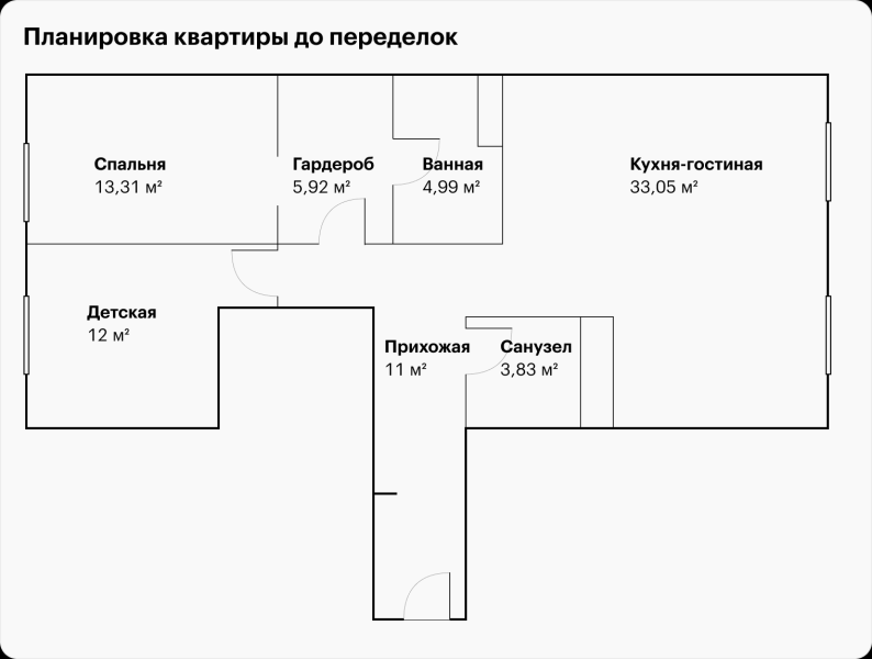 Как мы сделали из трешки четырех­комнатную квартиру и обустроили ее​ за 1,5 млн рублей