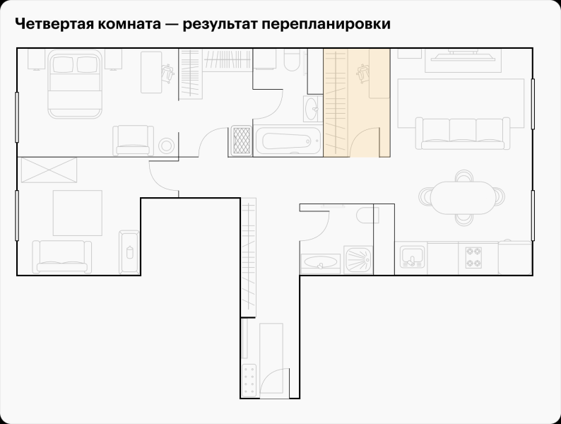 Как мы сделали из трешки четырех­комнатную квартиру и обустроили ее​ за 1,5 млн рублей